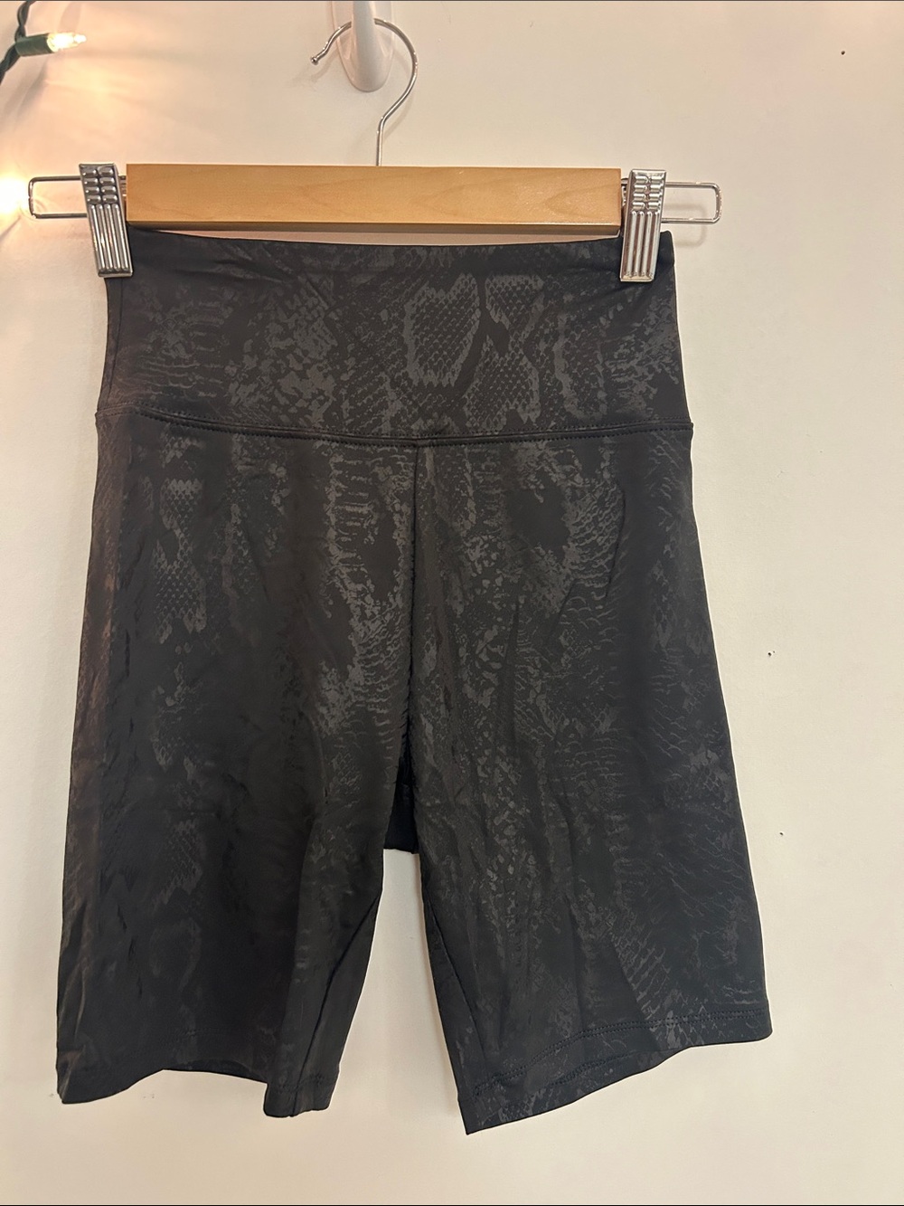 American Eagle Outfitters Black Snake-Print High-Waist Bike Shorts